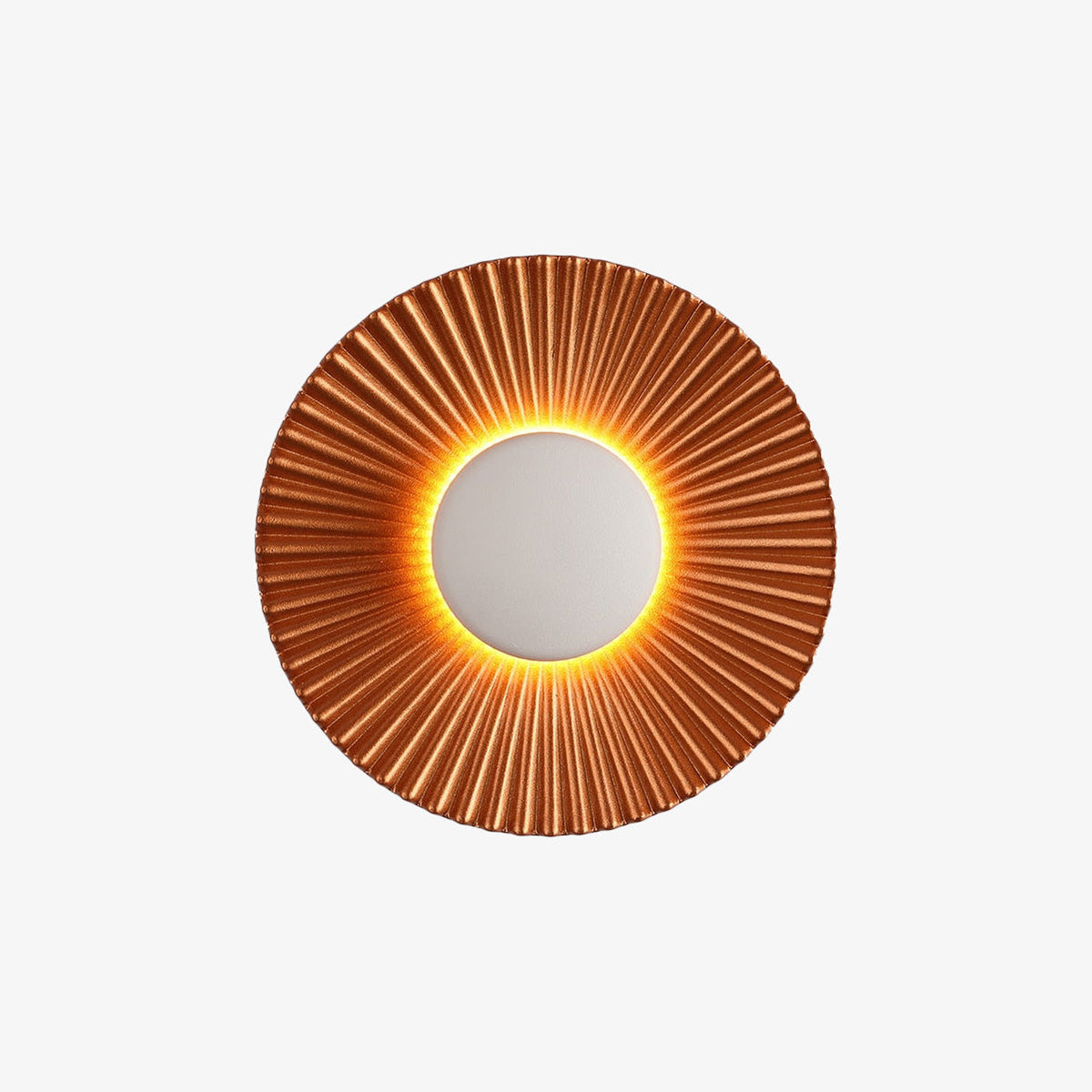 Aplique de pared moderno escultórico con rayos metálicos texturizados en forma de sol
