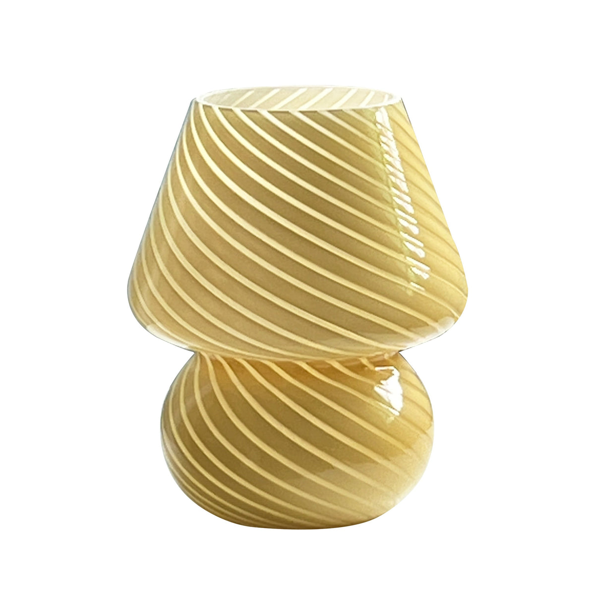 Lámpara de mesa de cristal artístico en espiral con forma de champiñón y regulable