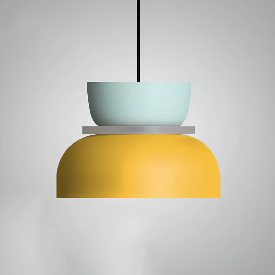 Lámpara colgante de metal en forma de cúpula, multicolor, con una bombilla, estilo macaron