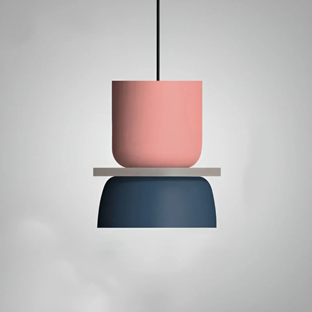 Lámpara colgante de metal en forma de cúpula, multicolor, con una bombilla, estilo macaron