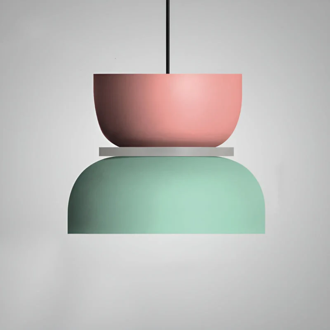 Lámpara colgante de metal en forma de cúpula, multicolor, con una bombilla, estilo macaron