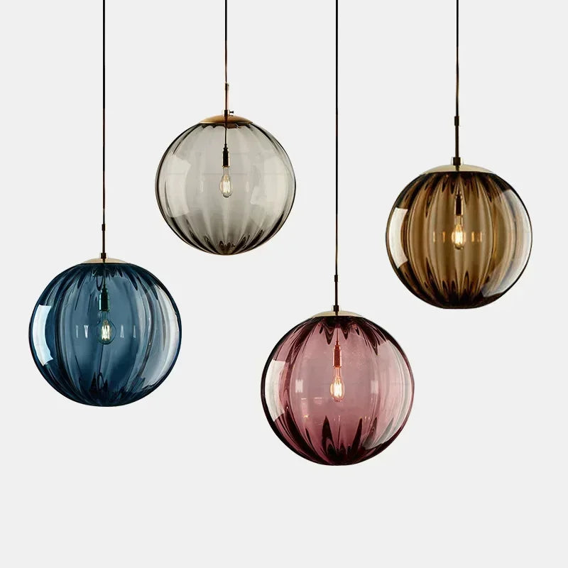Lámpara colgante contemporánea de bajo consumo con globo de vidrio estilo nórdico