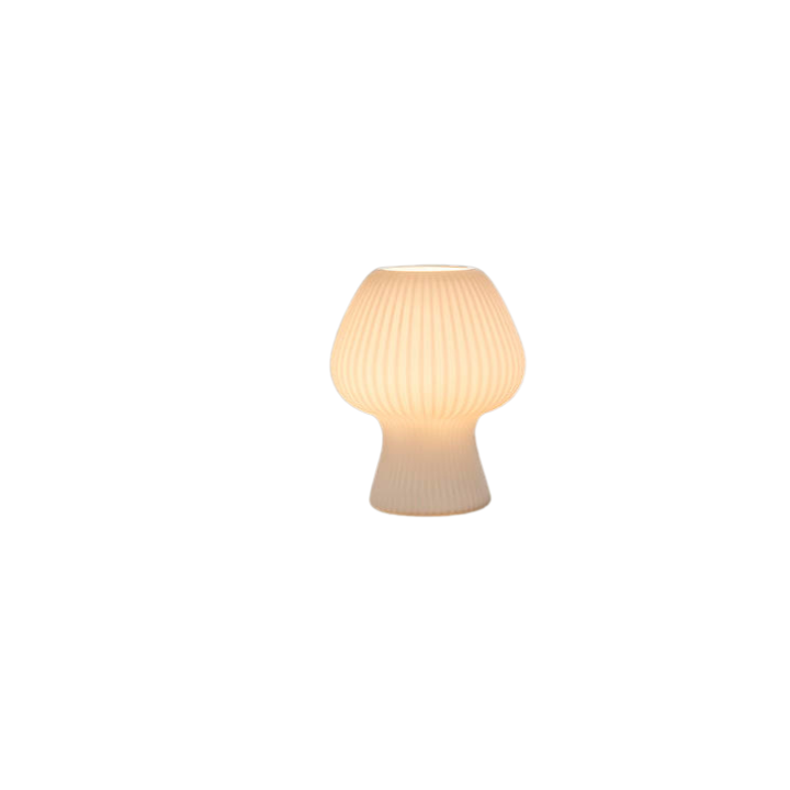 Lámpara de mesa de noche vintage de cristal acanalado con forma de champiñón