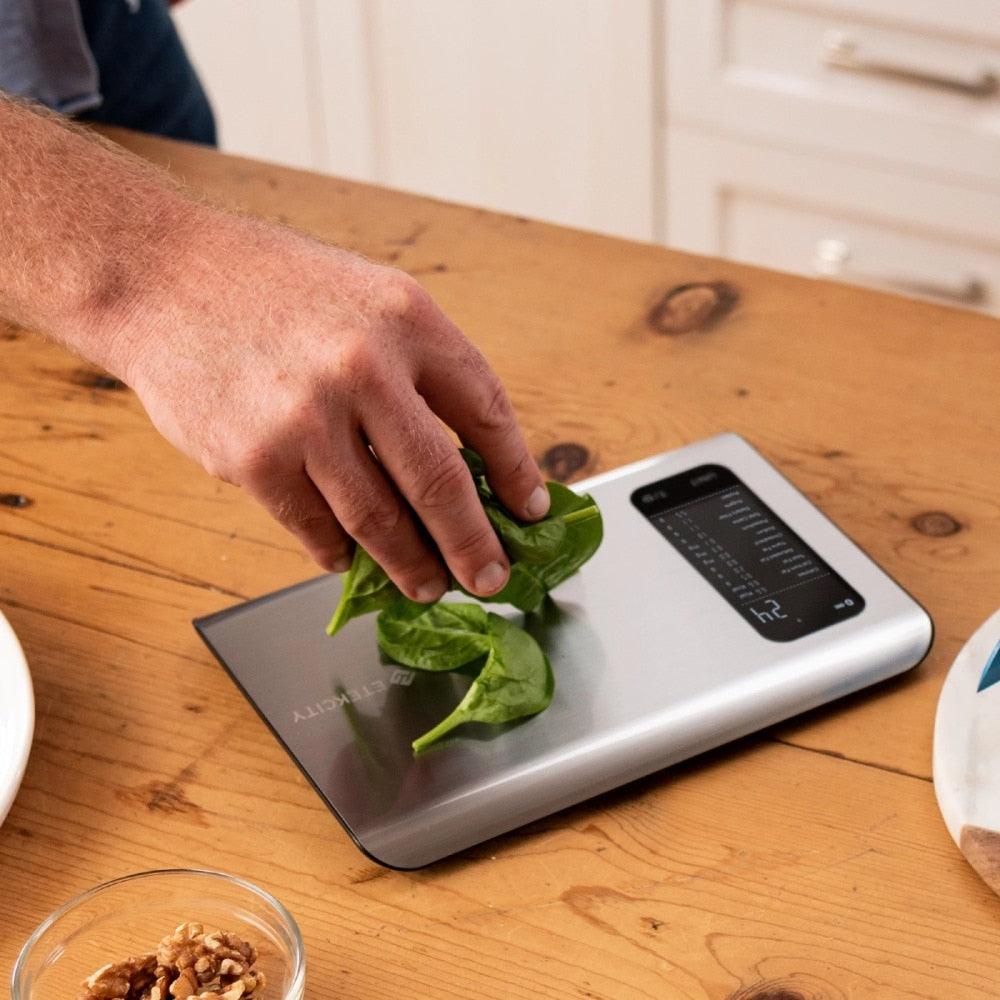 Báscula digital de cocina compacta y rectangular de acero inoxidable
