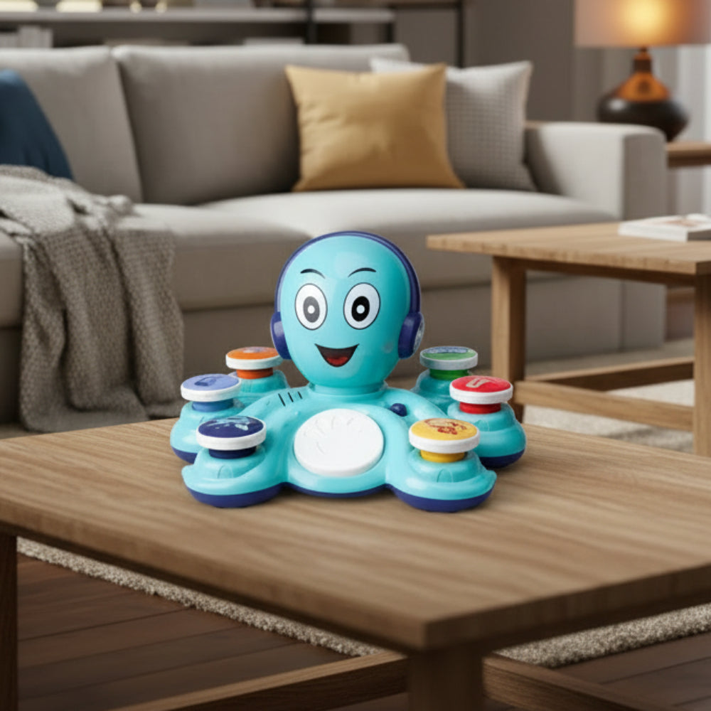 Juguete musical interactivo sensorial y portátil de pulpo amigable