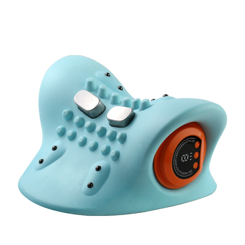 Dispositivo ergonómico portátil de masaje cervical con calor, vibración y EMS