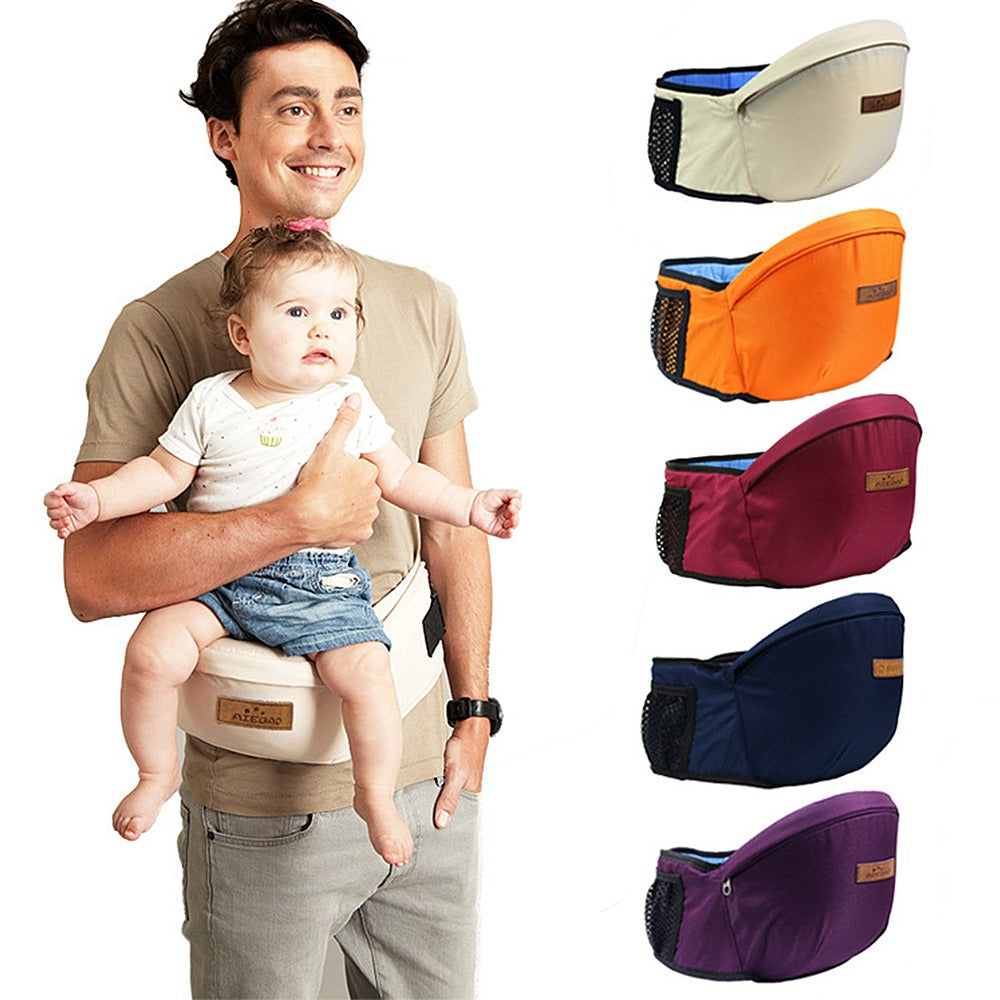 Portabebés ergonómico ajustable con asiento para la cadera y soporte de algodón transpirable