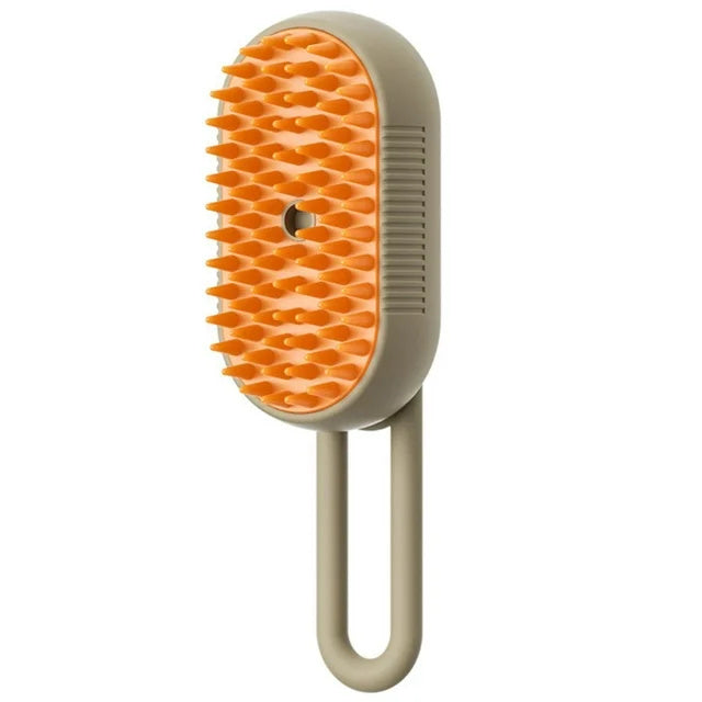 Cepillo masajeador ergonómico giratorio con mango, vapor y pulverizador, para el cuidado de mascotas