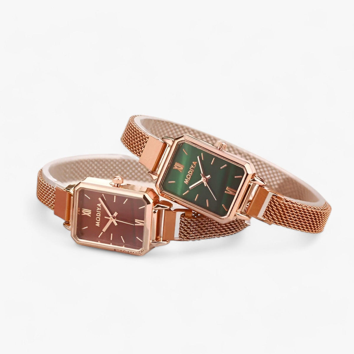 Reloj de pulsera de cuarzo con esfera cuadrada, correa de malla y cierre magnético