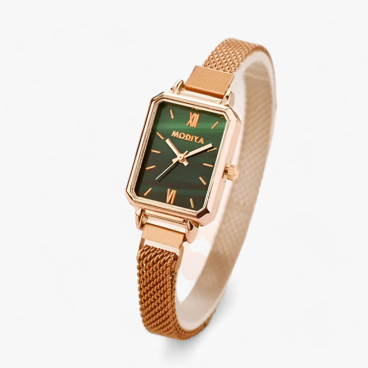 Reloj de pulsera de cuarzo con esfera cuadrada, correa de malla y cierre magnético