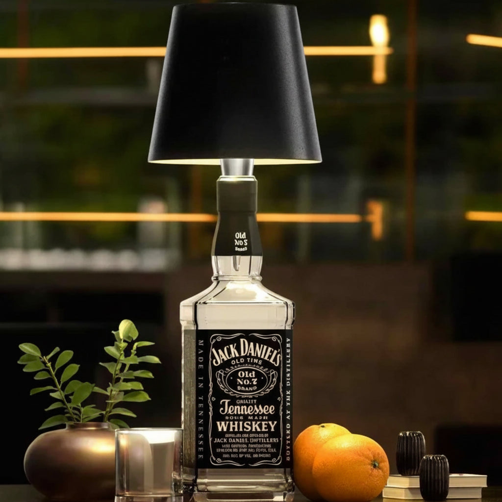 Lámpara de mesa inalámbrica con accesorio para botella, recargable y con ambiente ajustable