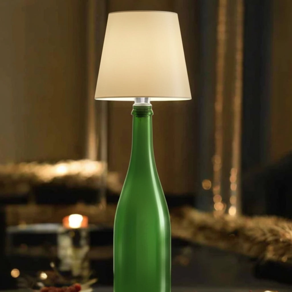 Lámpara de mesa inalámbrica con accesorio para botella, recargable y con ambiente ajustable