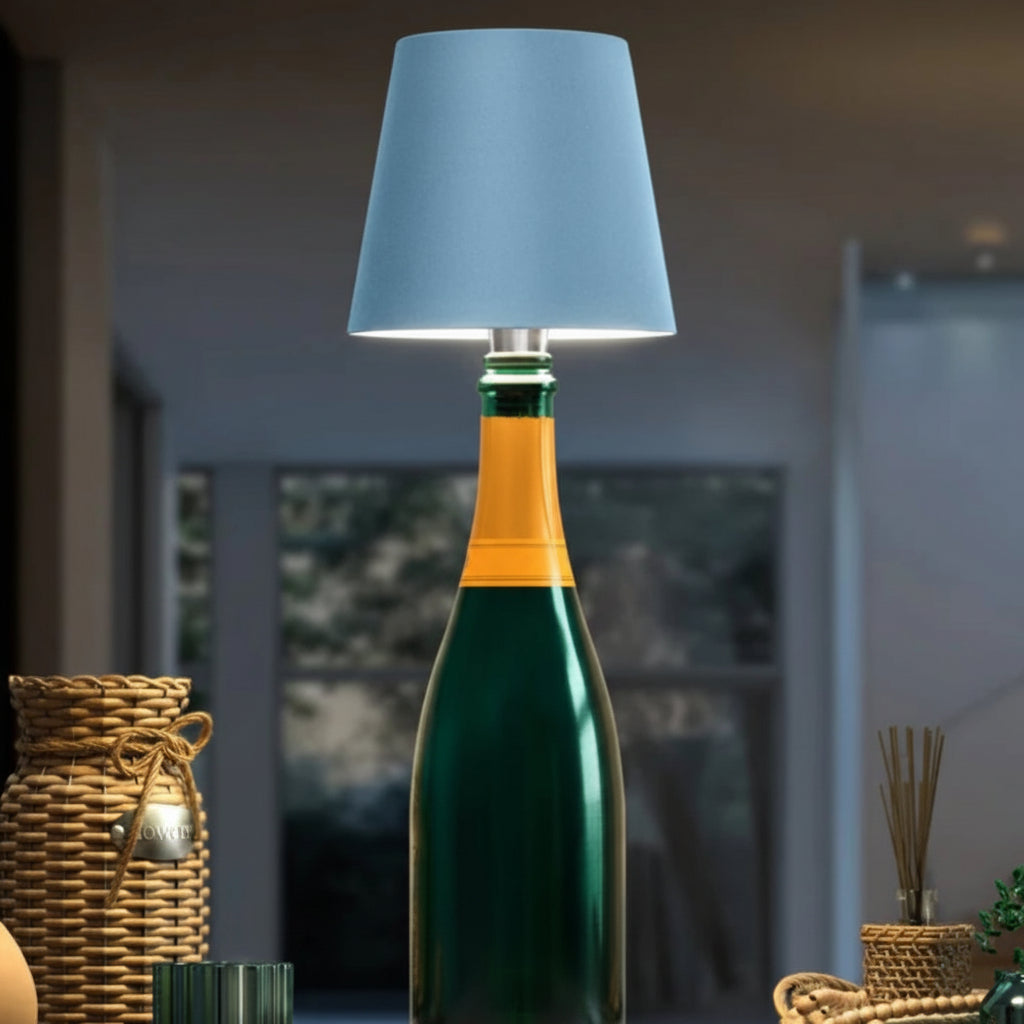 Lámpara de mesa inalámbrica con accesorio para botella, recargable y con ambiente ajustable