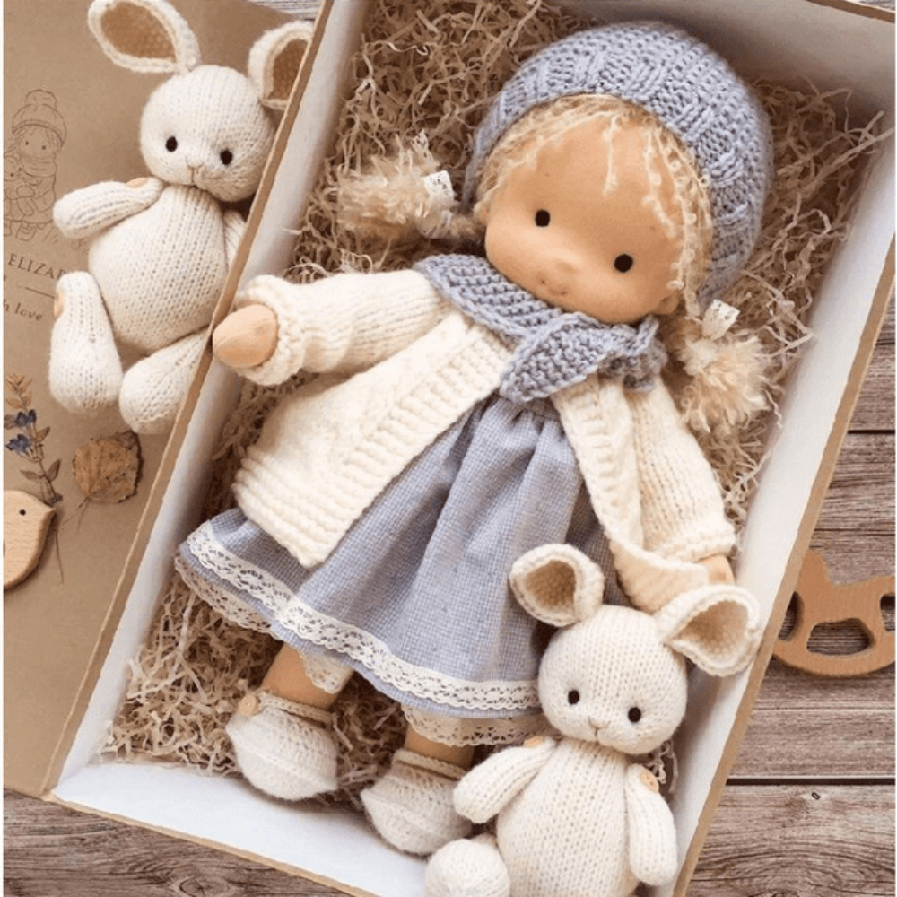 Juguete de compañía hecho a mano, encantador y suave, con muñeca de peluche para bebé
