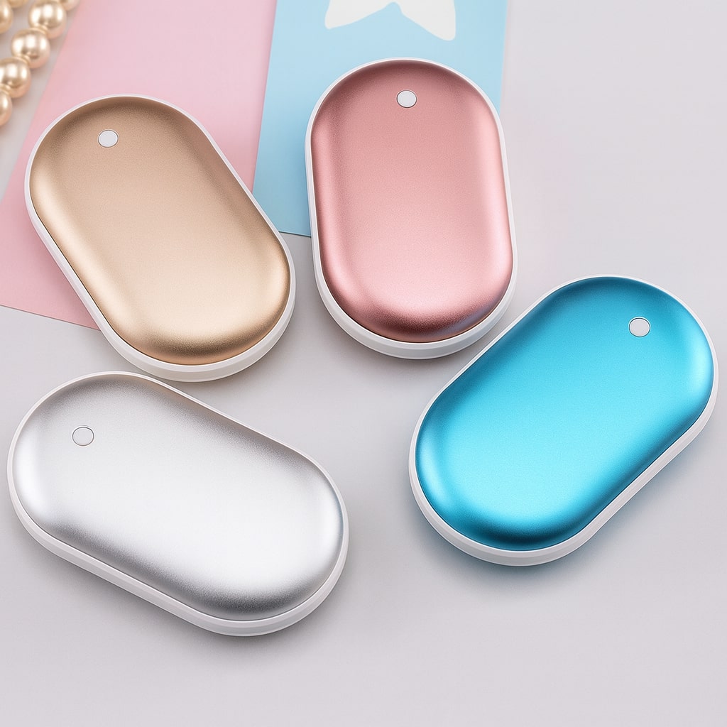 Calientamanos eléctrico compacto y recargable con doble función de batería externa y cargador