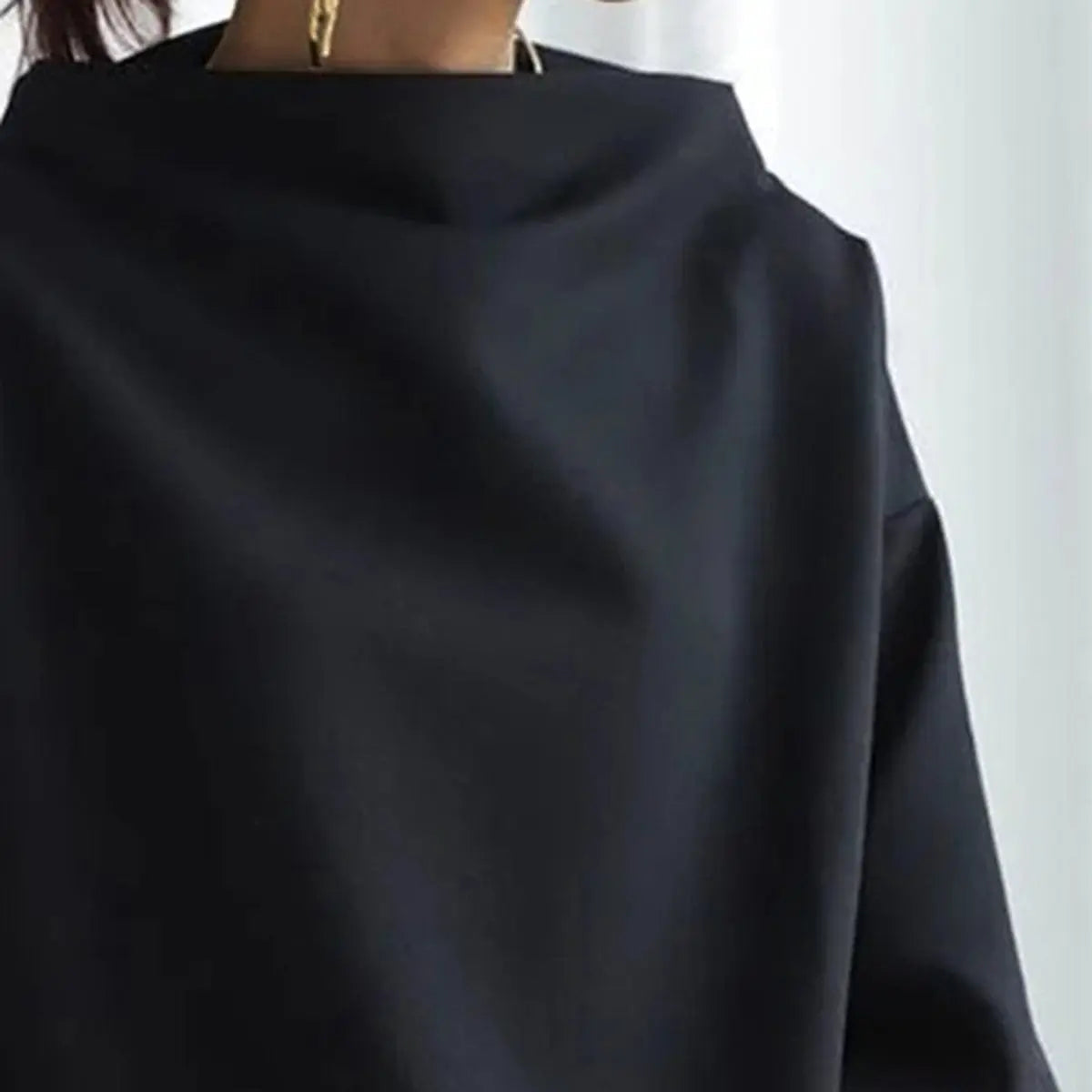 Jersey de cuello alto para mujer, de manga larga y corte extragrande
