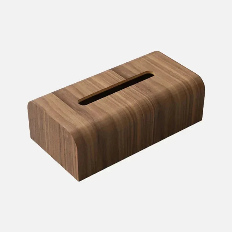 Portapañuelos de madera maciza de nogal con bordes curvos