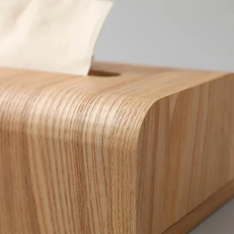 Portapañuelos de madera maciza de nogal con bordes curvos