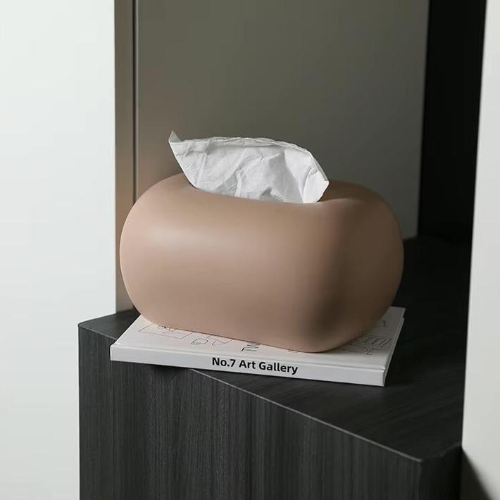 Funda minimalista de cerámica lisa y brillante para caja de pañuelos