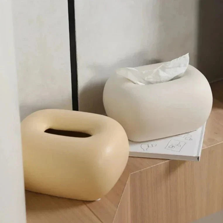Funda minimalista de cerámica lisa y brillante para caja de pañuelos