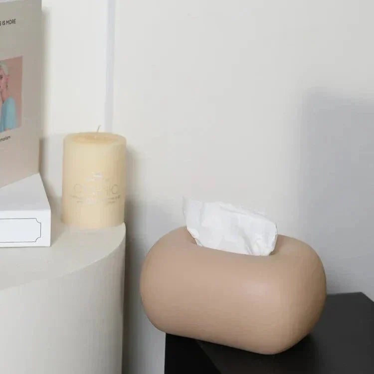 Funda minimalista de cerámica lisa y brillante para caja de pañuelos