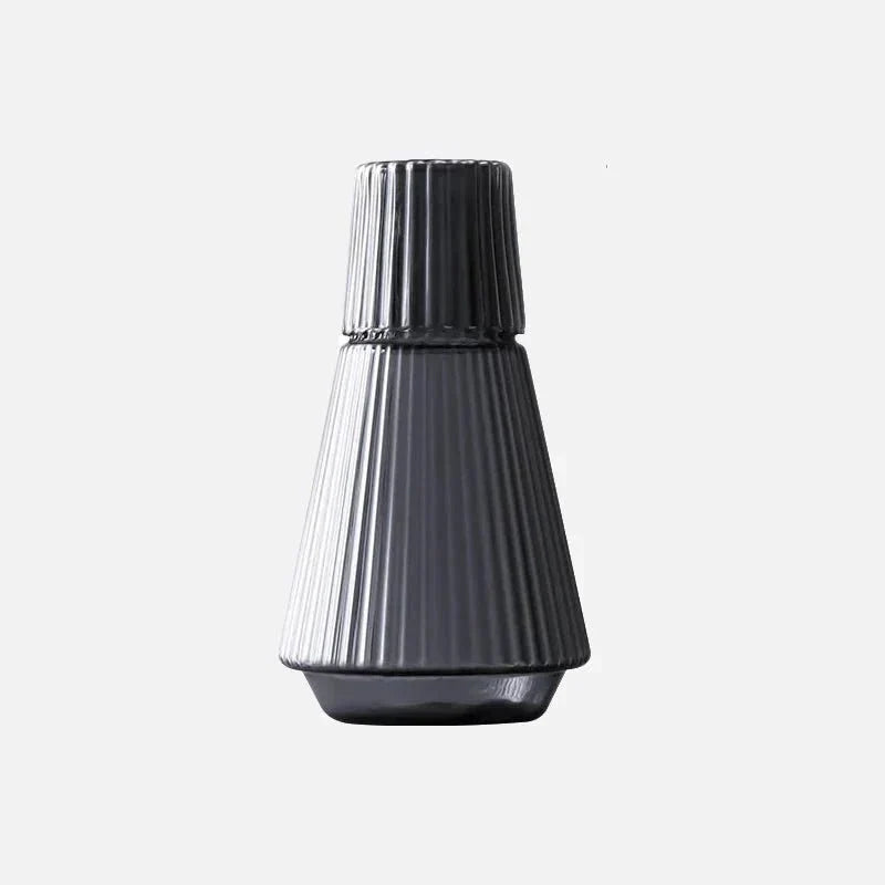 Juego de jarra de agua de vidrio de borosilicato plisado con vasos apilables