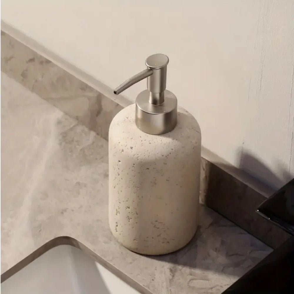 Dispensador de jabón de baño rellenable de resina con efecto mármol