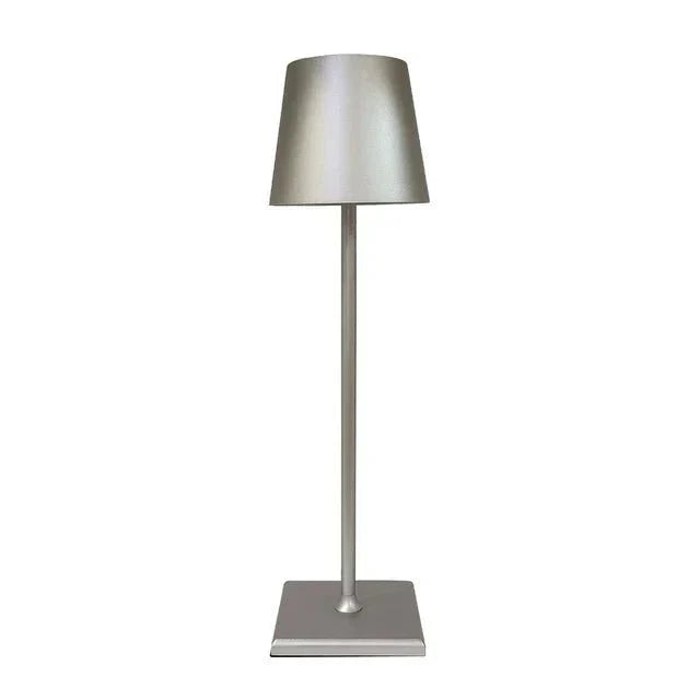 Lámpara de mesa moderna de aluminio metálico, recargable, táctil, regulable e inalámbrica