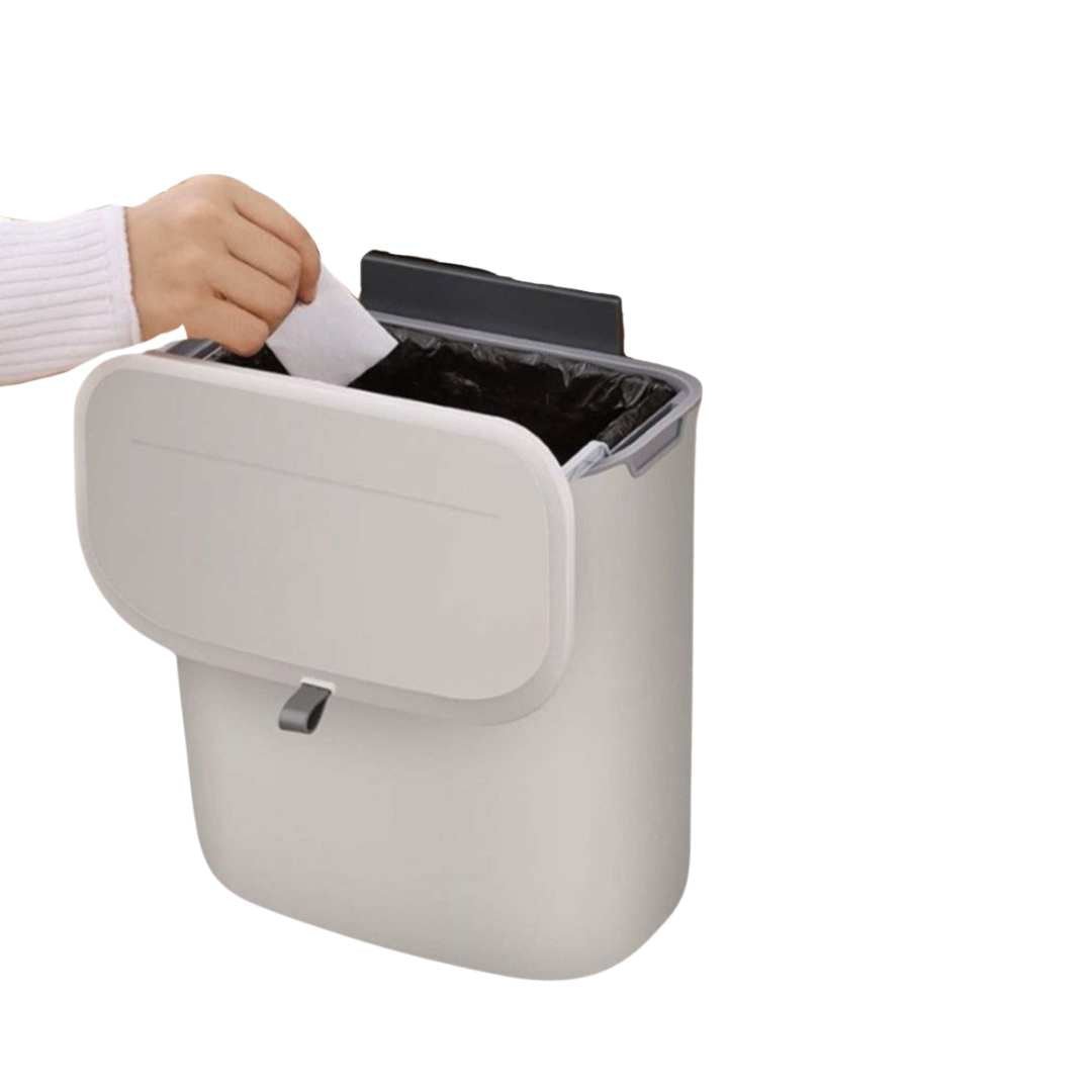 Cubo de basura de cocina compacto con tapa hermética y control de olores