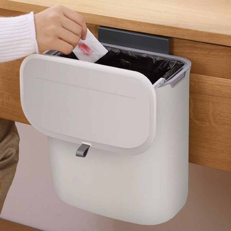 Cubo de basura de cocina compacto con tapa hermética y control de olores
