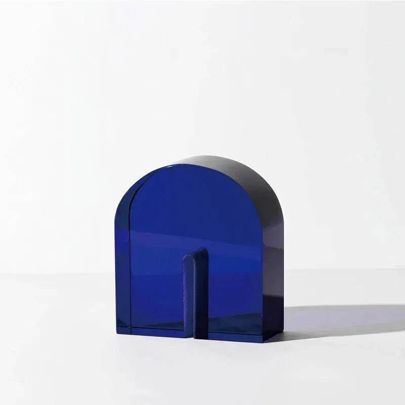 Sujetalibros geométricos de cristal pulido con forma de cubo y arco, con base antideslizante
