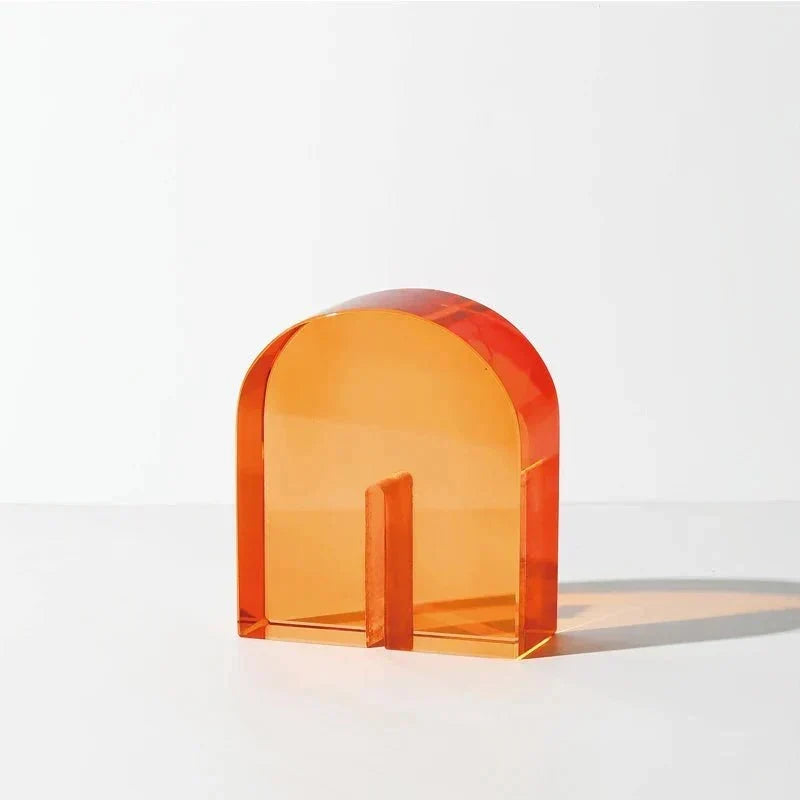 Sujetalibros geométricos de cristal pulido con forma de cubo y arco, con base antideslizante