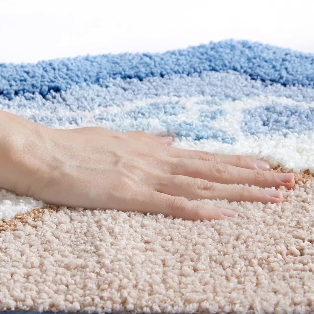 Alfombrilla de baño de microfibra absorbente antideslizante con ondas de océano