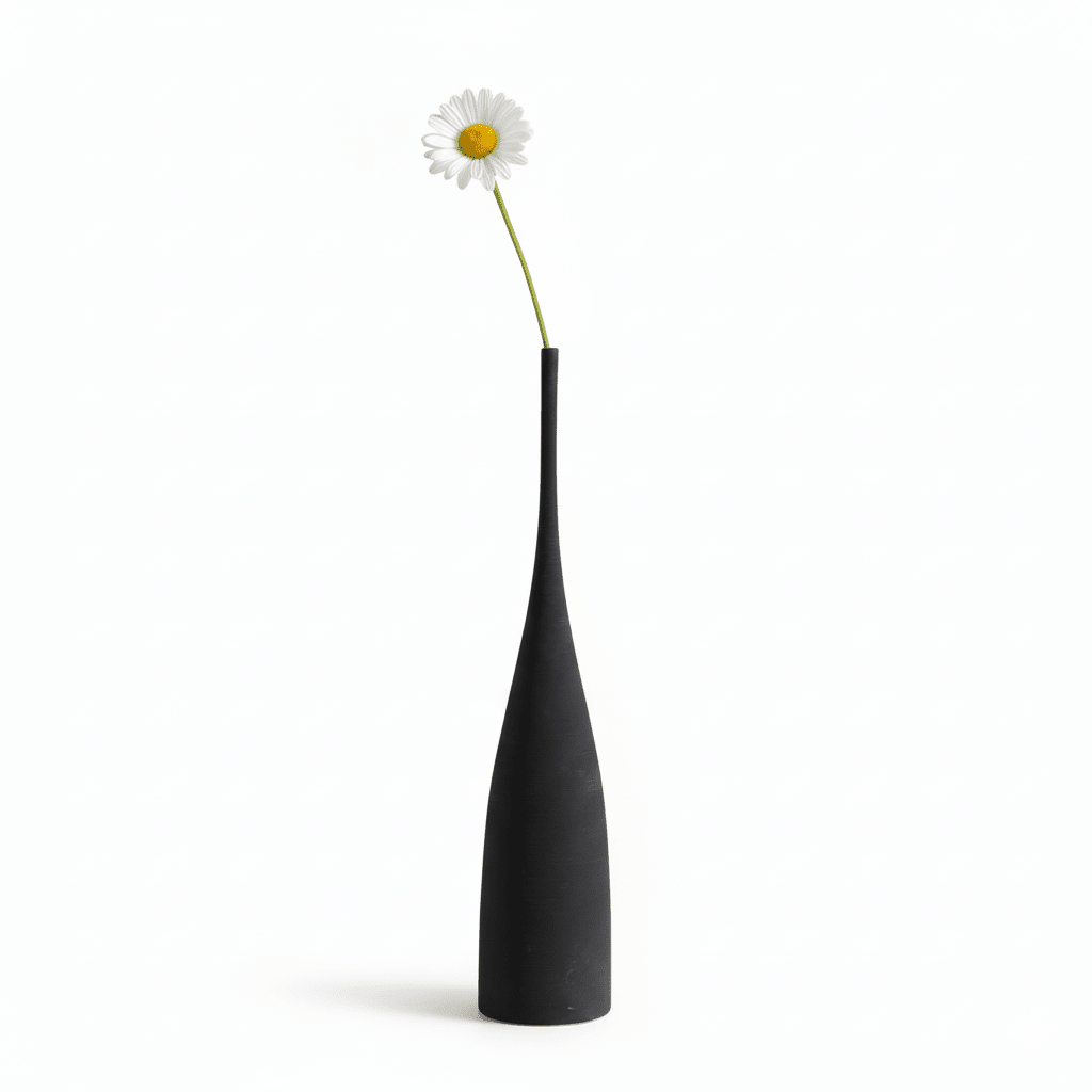 Jarrón vertical alto de cerámica escultórica de estilo art déco