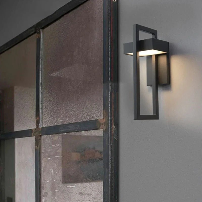Aplique de pared exterior escandinavo minimalista geométrico rectangular de aluminio