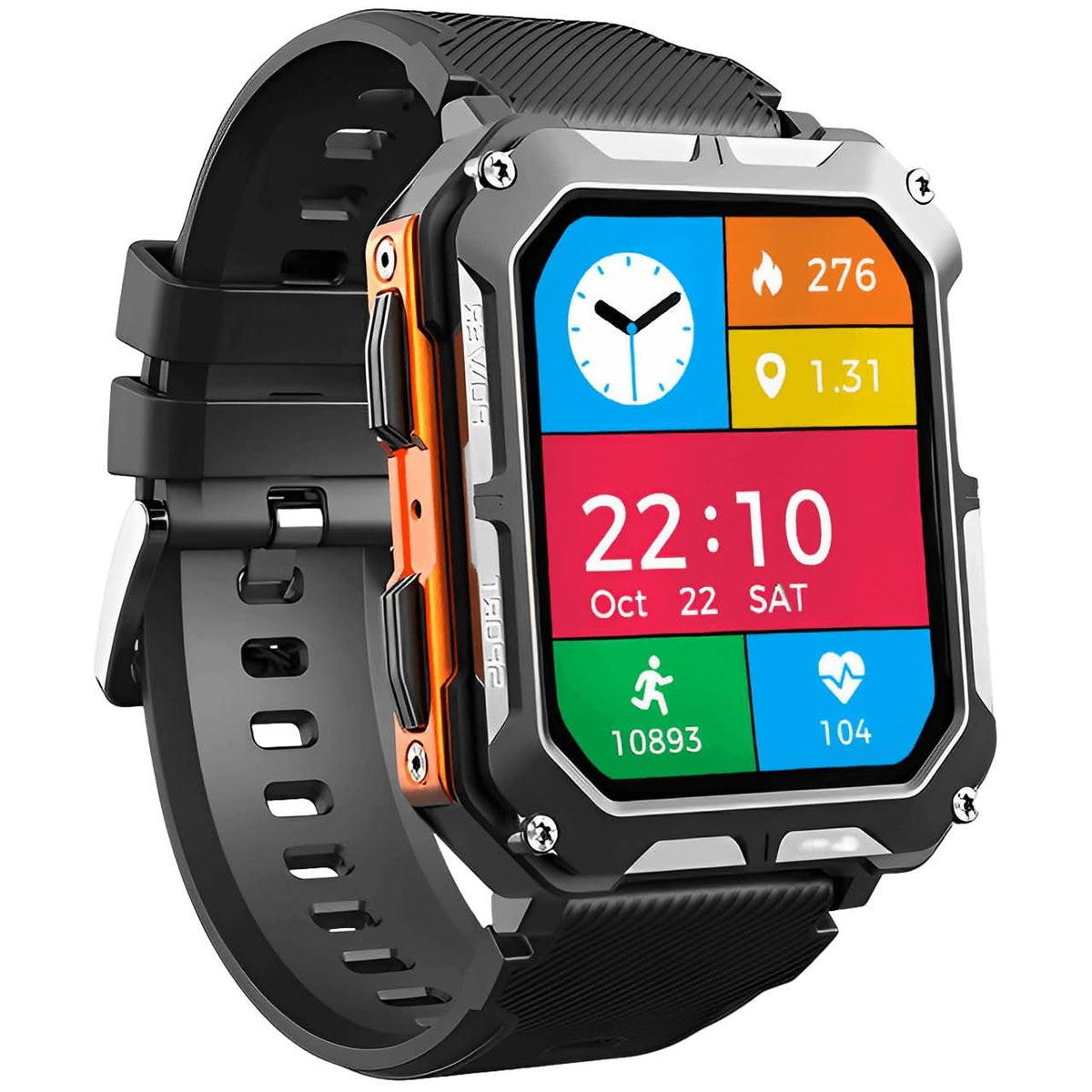 Reloj inteligente resistente a golpes e impermeable, de grado militar, con monitorización de la salud