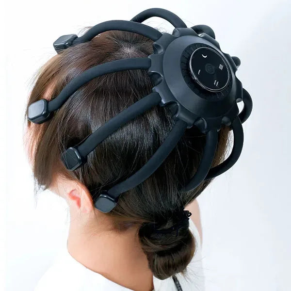 Masajeador eléctrico ergonómico para la cabeza, vibratorio, con múltiples puntas y Bluetooth