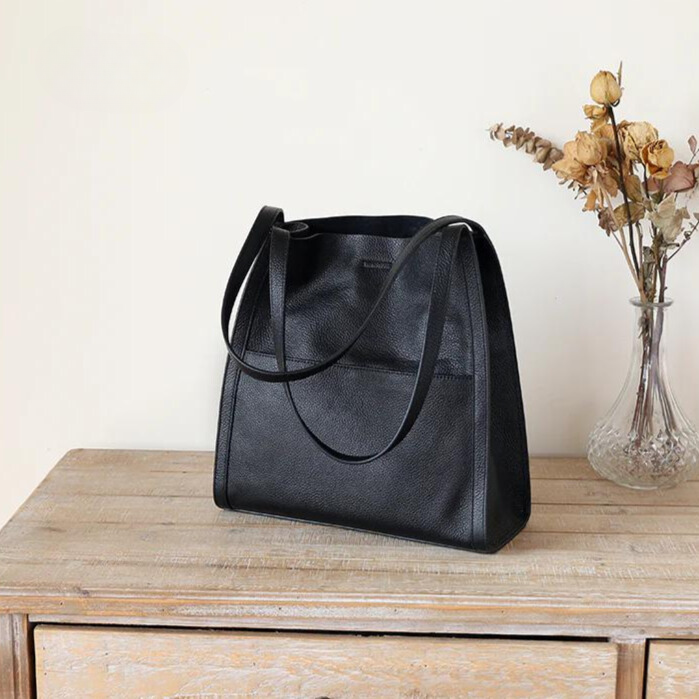 Bolso de hombro de cuero genuino, espacioso, para uso diario