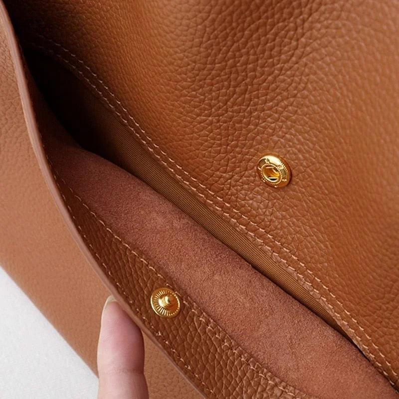 Bolso de hombro de cuero genuino, espacioso, para uso diario
