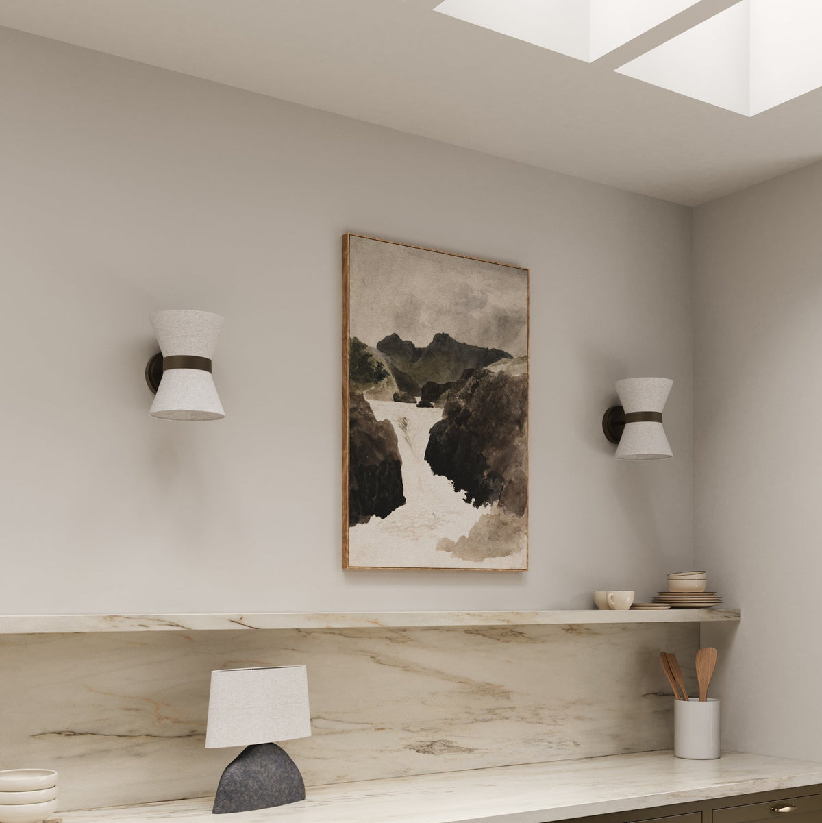 Aplique de pared clásico moderno con pantalla de lino y bronce envejecido