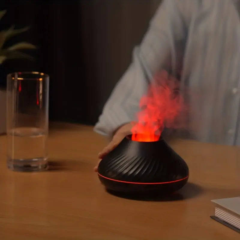Difusor de aire ultrasónico de aroma y niebla con efecto de llama suave