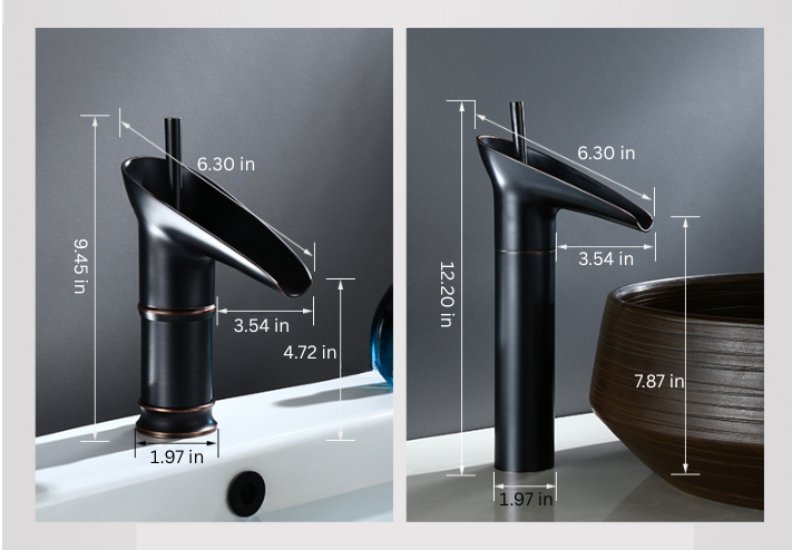 Grifo de baño vintage con salida de agua en cascada y un solo orificio