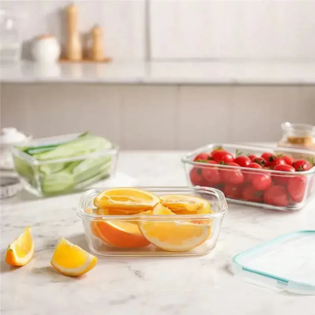 Recipientes apilables de vidrio para preparar y almacenar comidas, resistentes a las fugas y con tapas herméticas