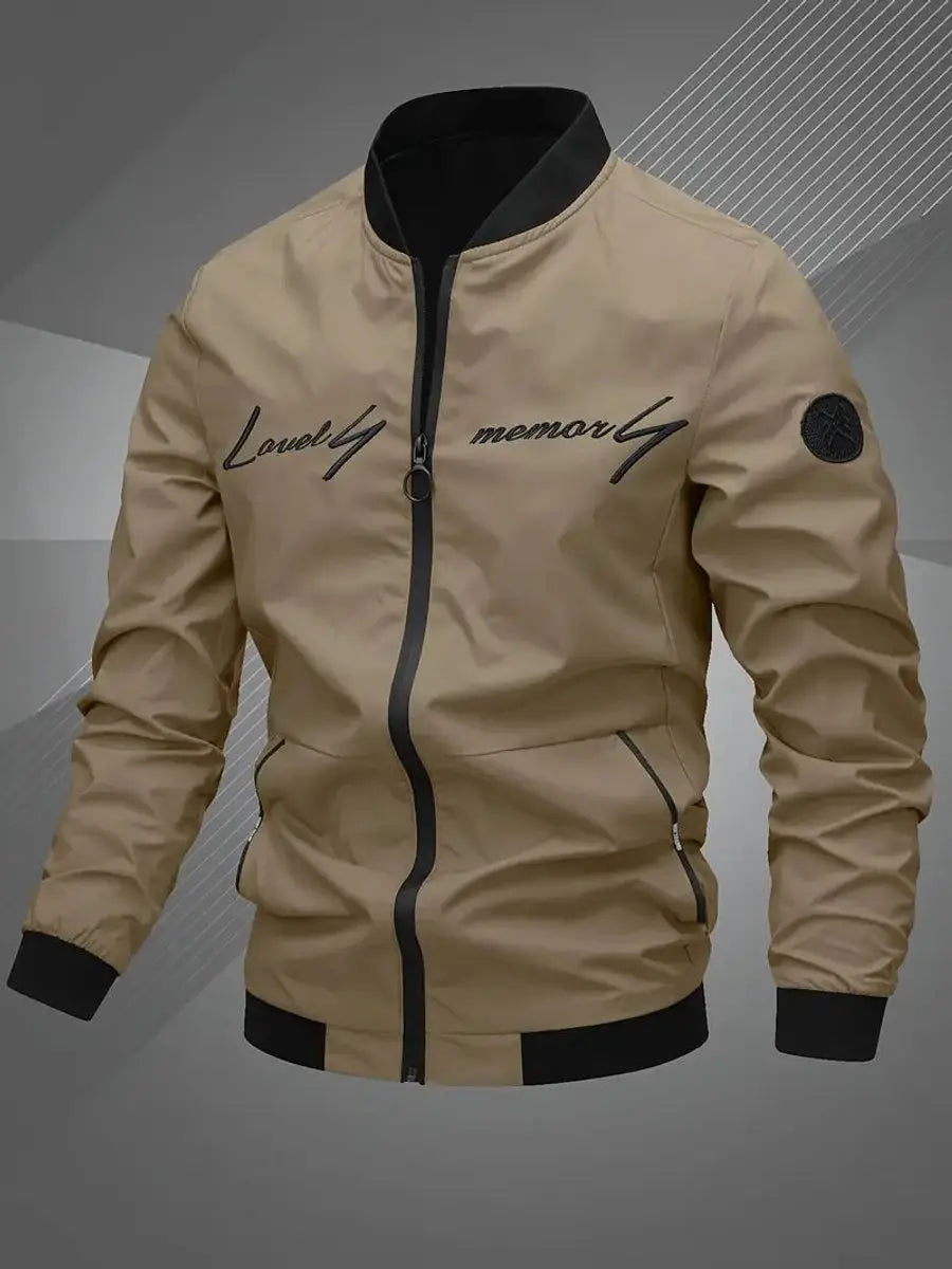 Chaqueta bomber ligera para hombre, con cierre y cuello de béisbol