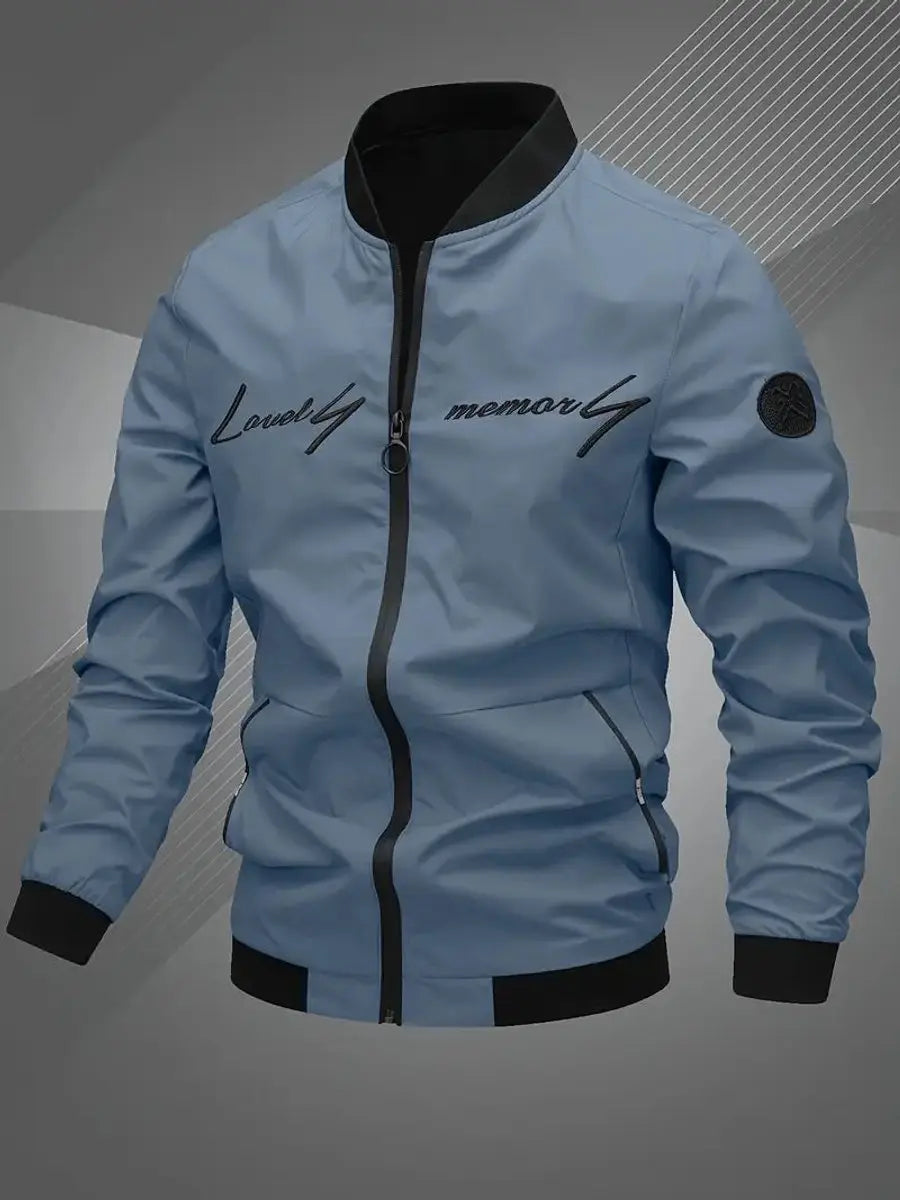 Chaqueta bomber ligera para hombre, con cierre y cuello de béisbol