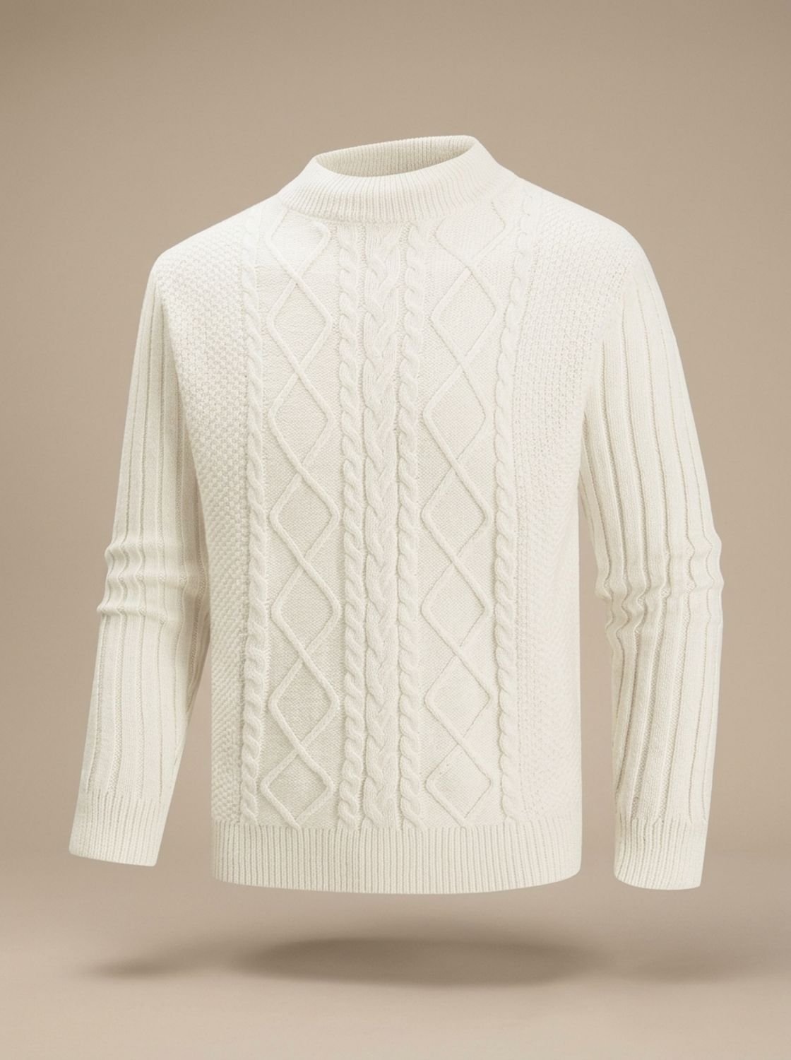 Jersey de punto trenzado para hombre, de corte regular y cuello falso