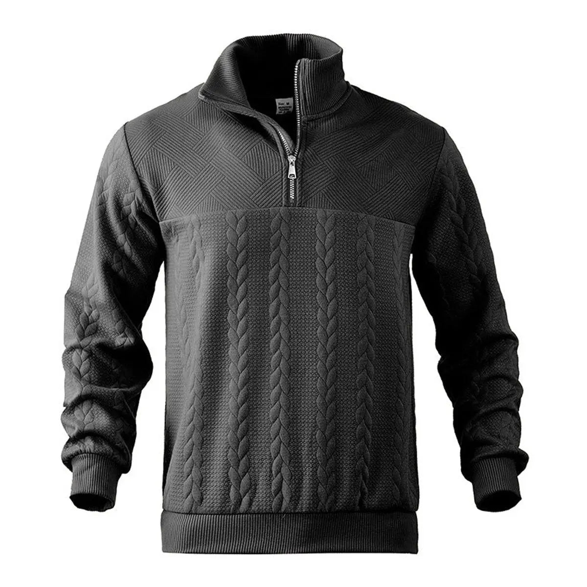 Jersey de punto trenzado para hombre, con medio cierre