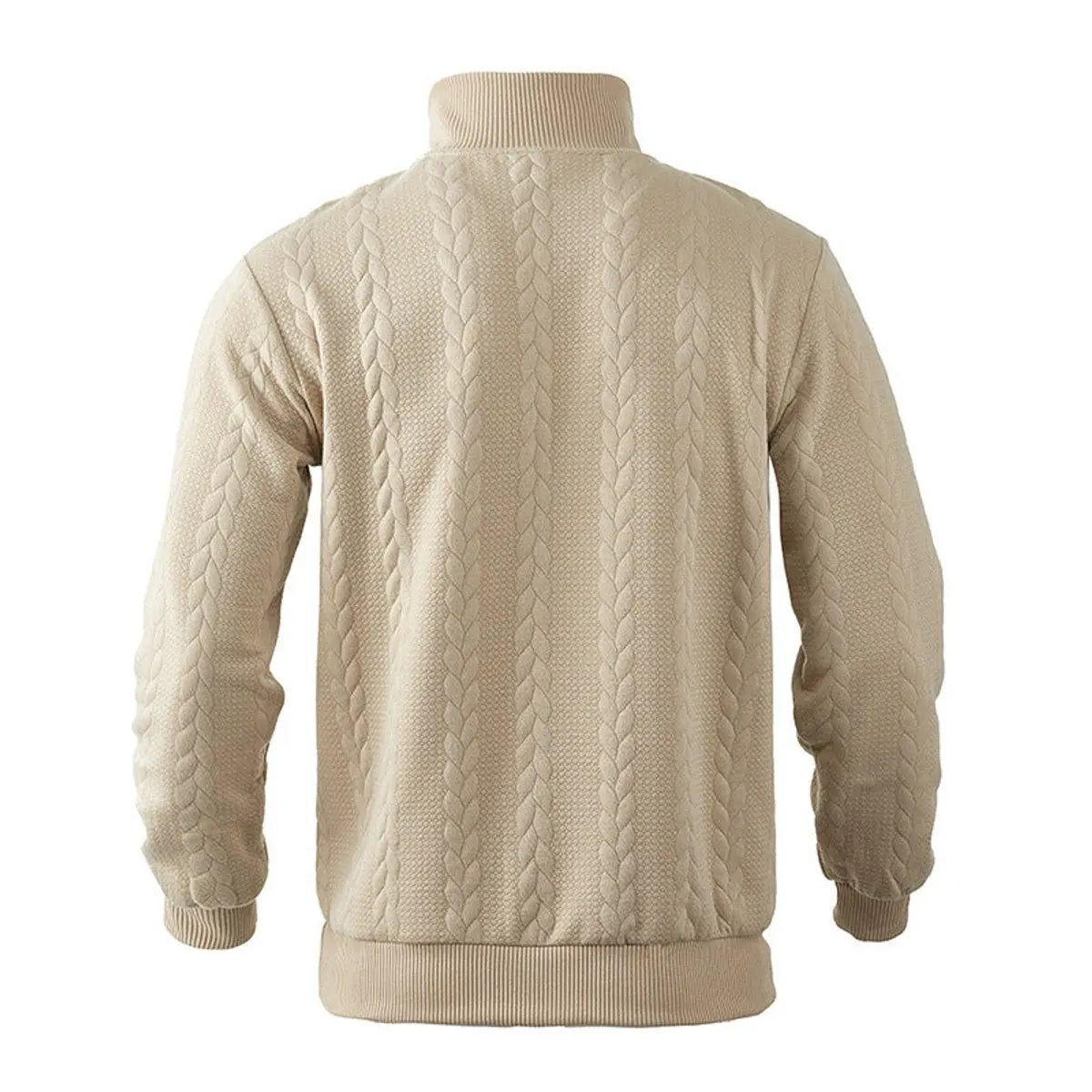 Jersey de punto trenzado para hombre, con medio cierre