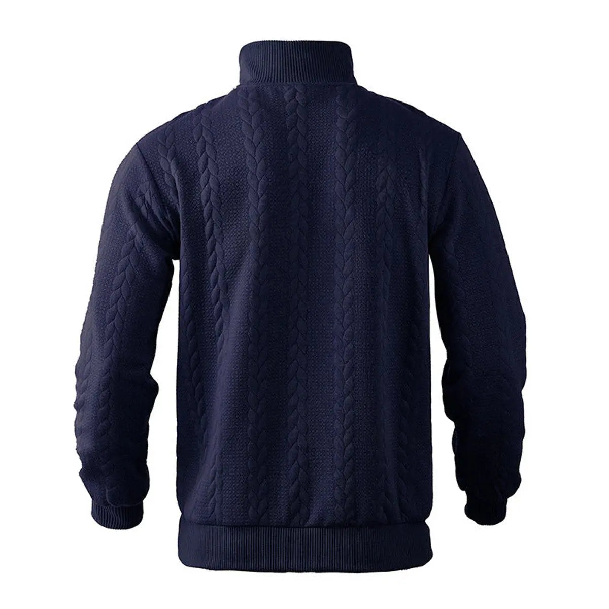 Jersey de punto trenzado para hombre, con medio cierre
