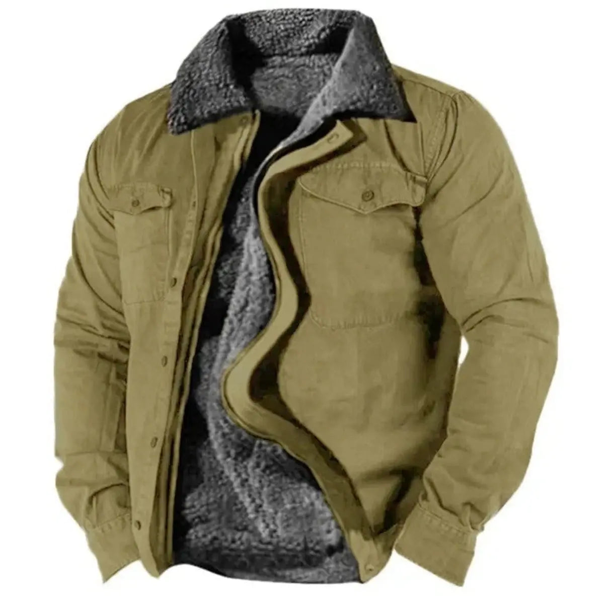 Camisa-chaqueta de estilo western para hombre, con forro de sherpa